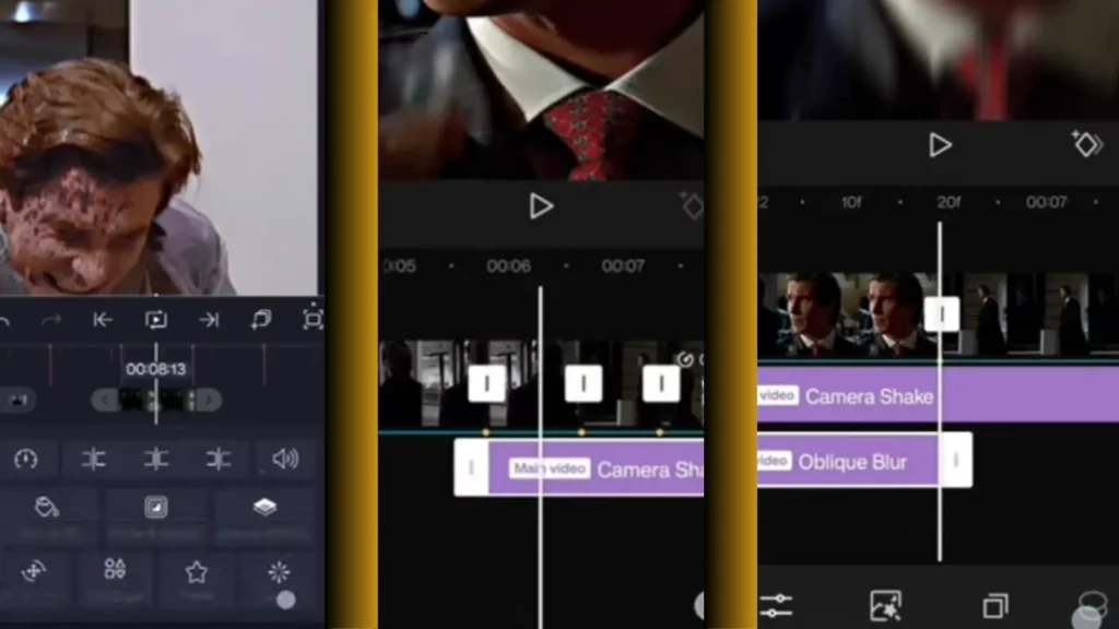 CapCut video editing showing multiple effects during the editing .