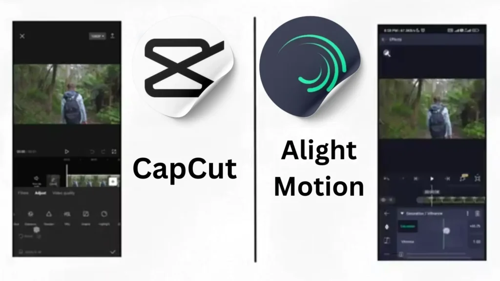 CapCut verses Alight Motion indicates the difference in the effect.